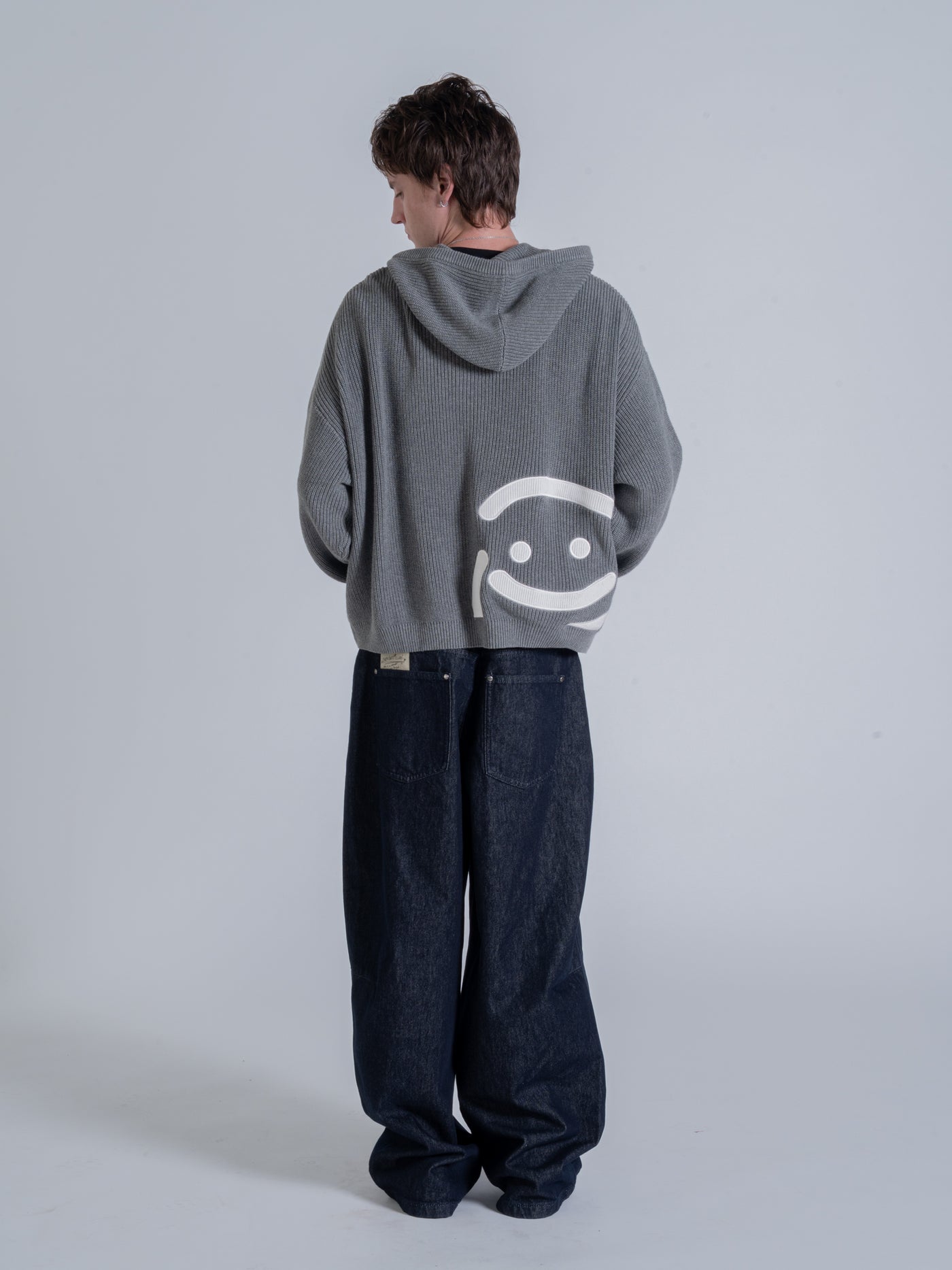 SMILEY KNITTED ZIP - DARK HEATHER GREY – DRMERS CLUB