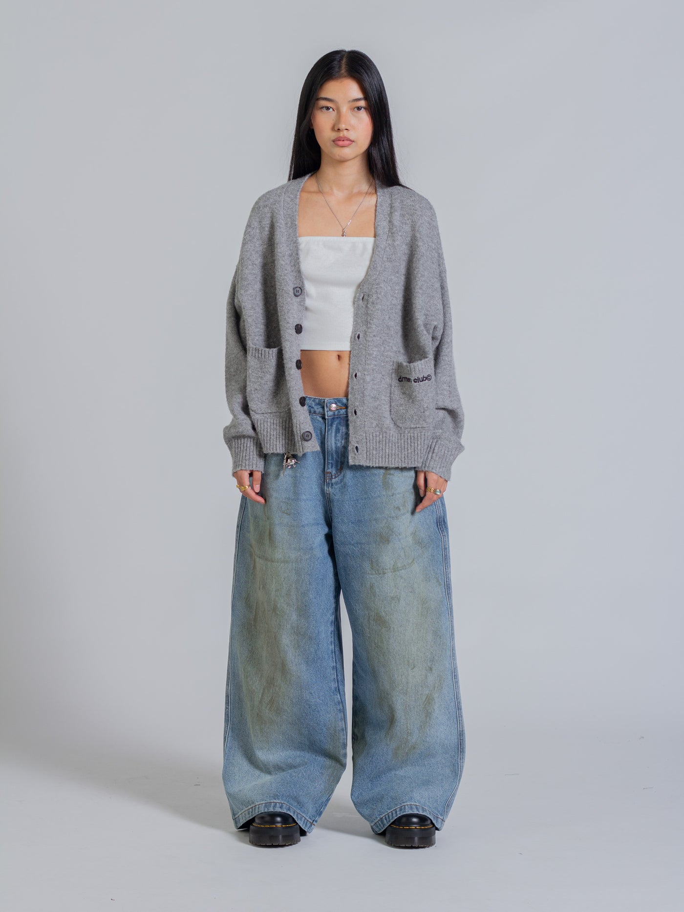 KNIT CARDIGAN - GREY