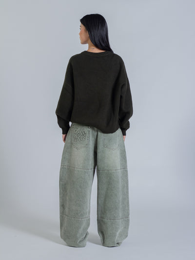 HEART KNIT SWEATER - DEEP OLIVE