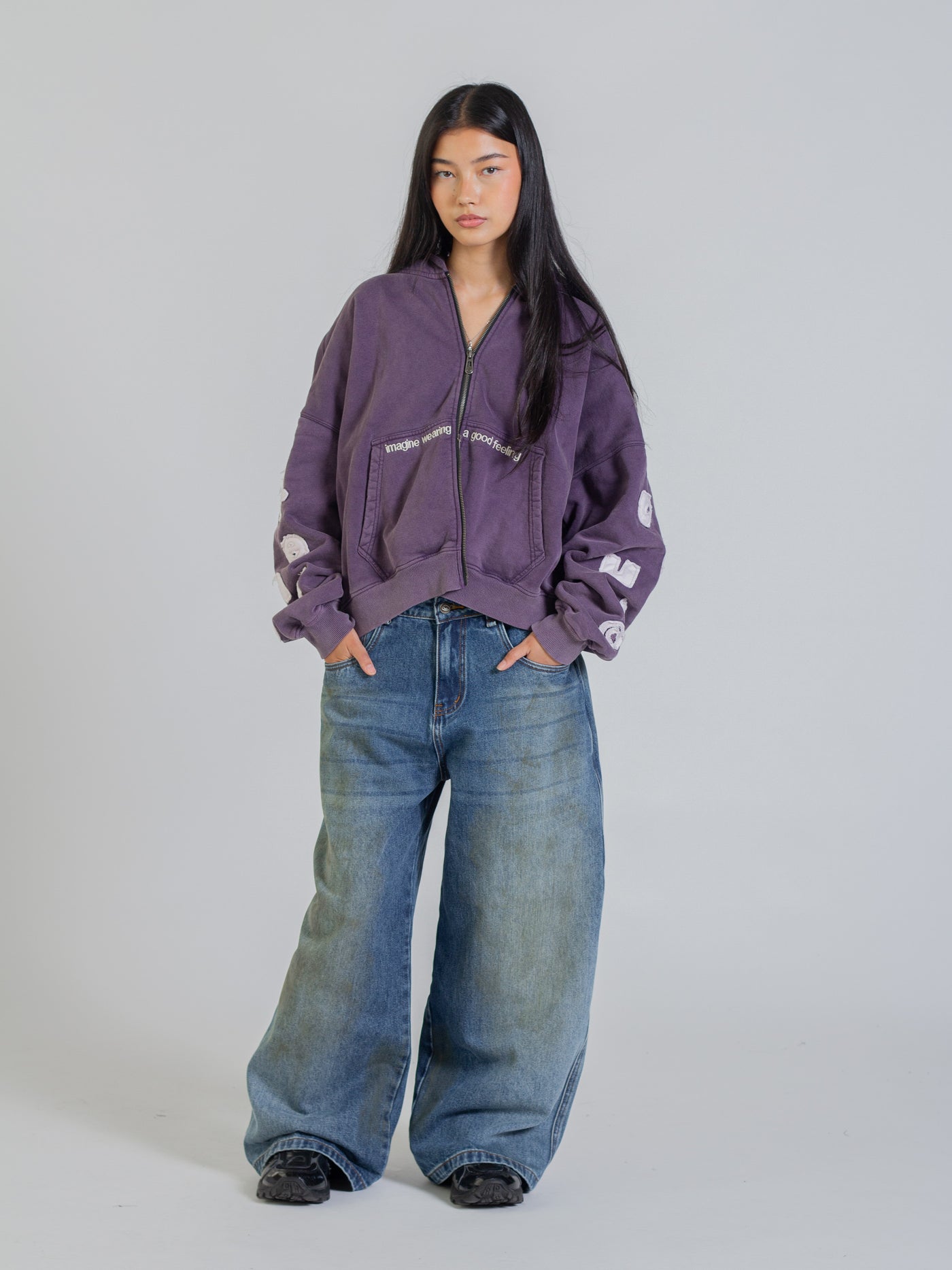 FLOATING LETTERS ZIP UP - MIDNIGHT LAVENDER