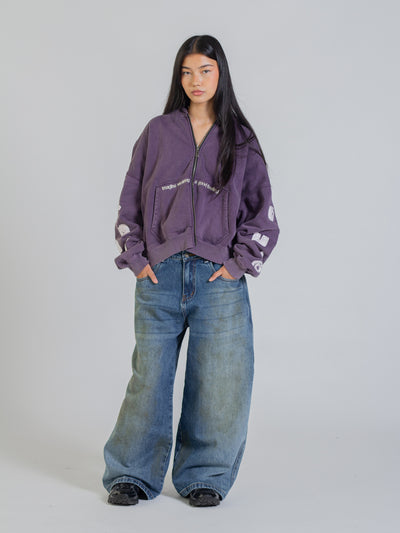FLOATING LETTERS ZIP UP - MIDNIGHT LAVENDER