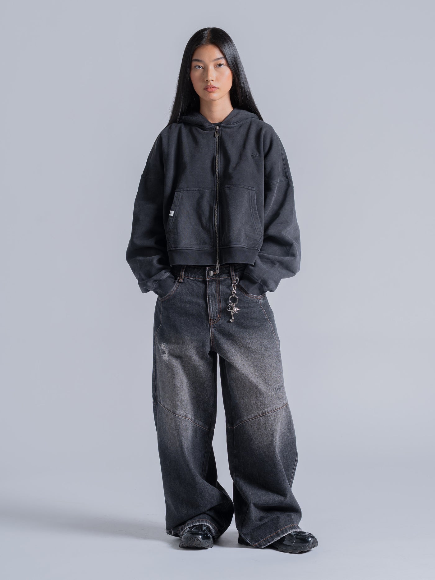 ESSENTIAL BOXY DOUBLE ZIP - VINTAGE BLACK – DRMERS CLUB