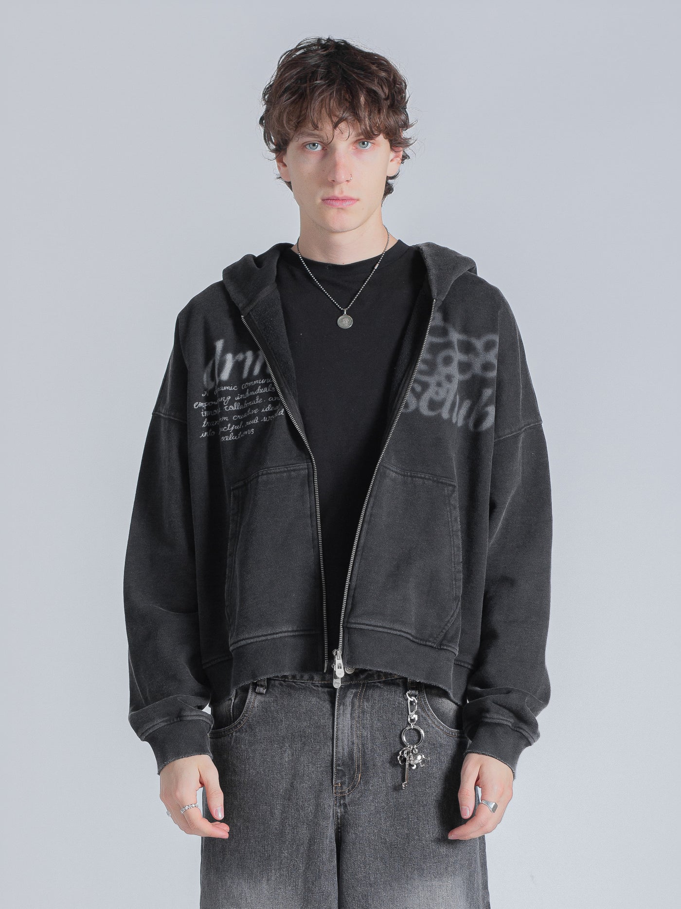 PARALLEL ZIP UP - WASHED BLACK – DRMERS CLUB