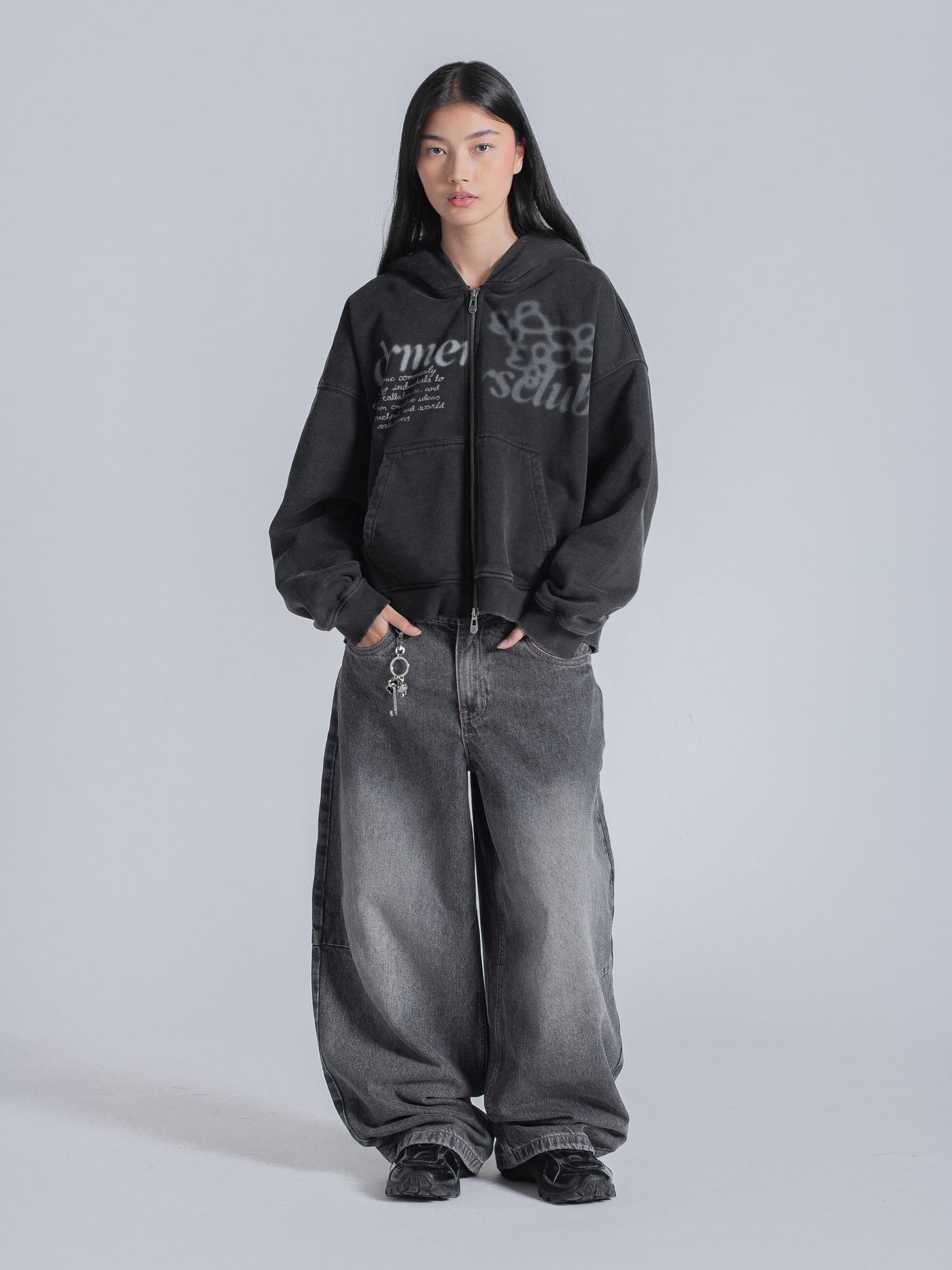 PARALLEL ZIP UP - WASHED BLACK – DRMERS CLUB