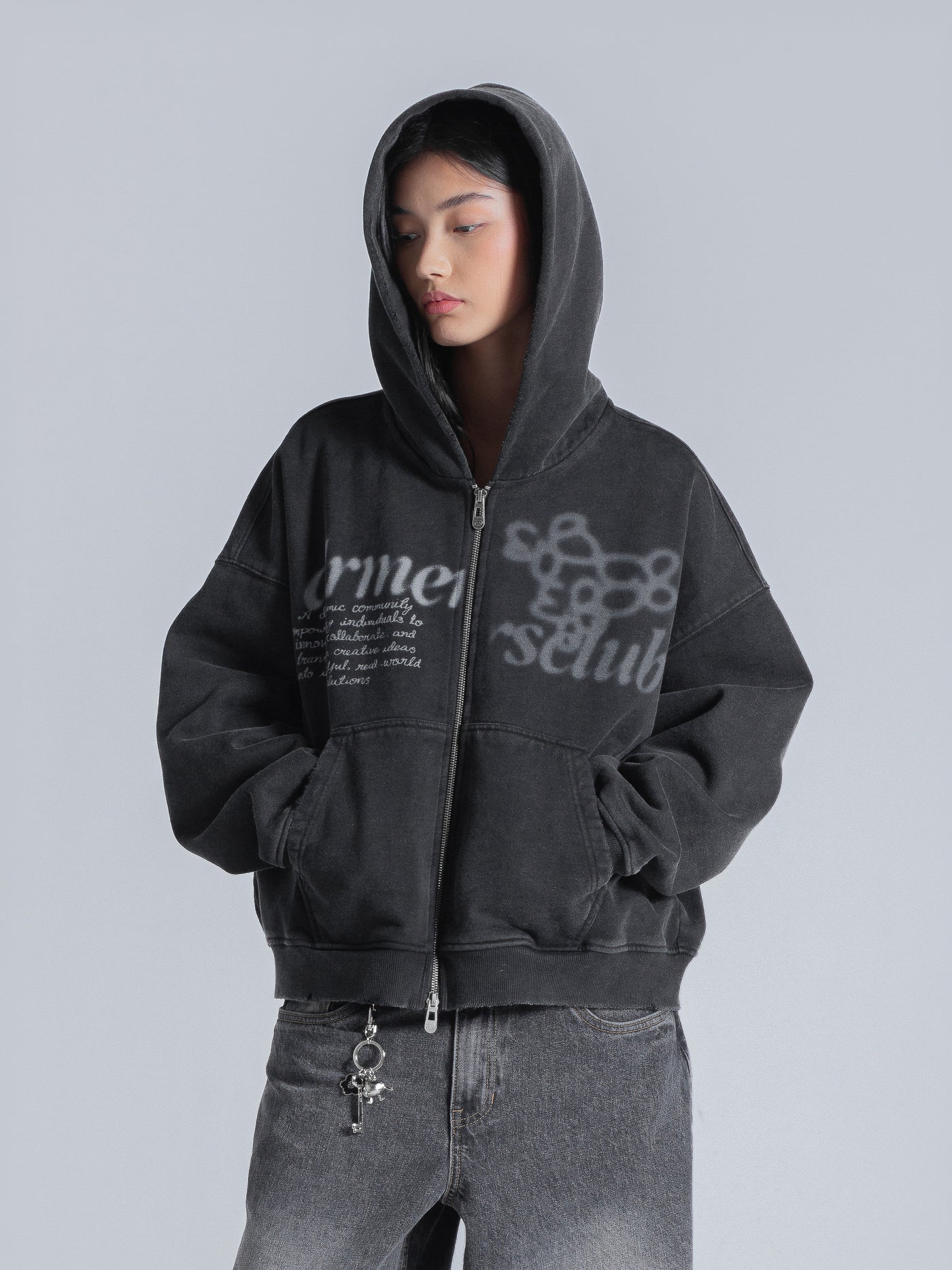 PARALLEL ZIP UP - WASHED BLACK – DRMERS CLUB