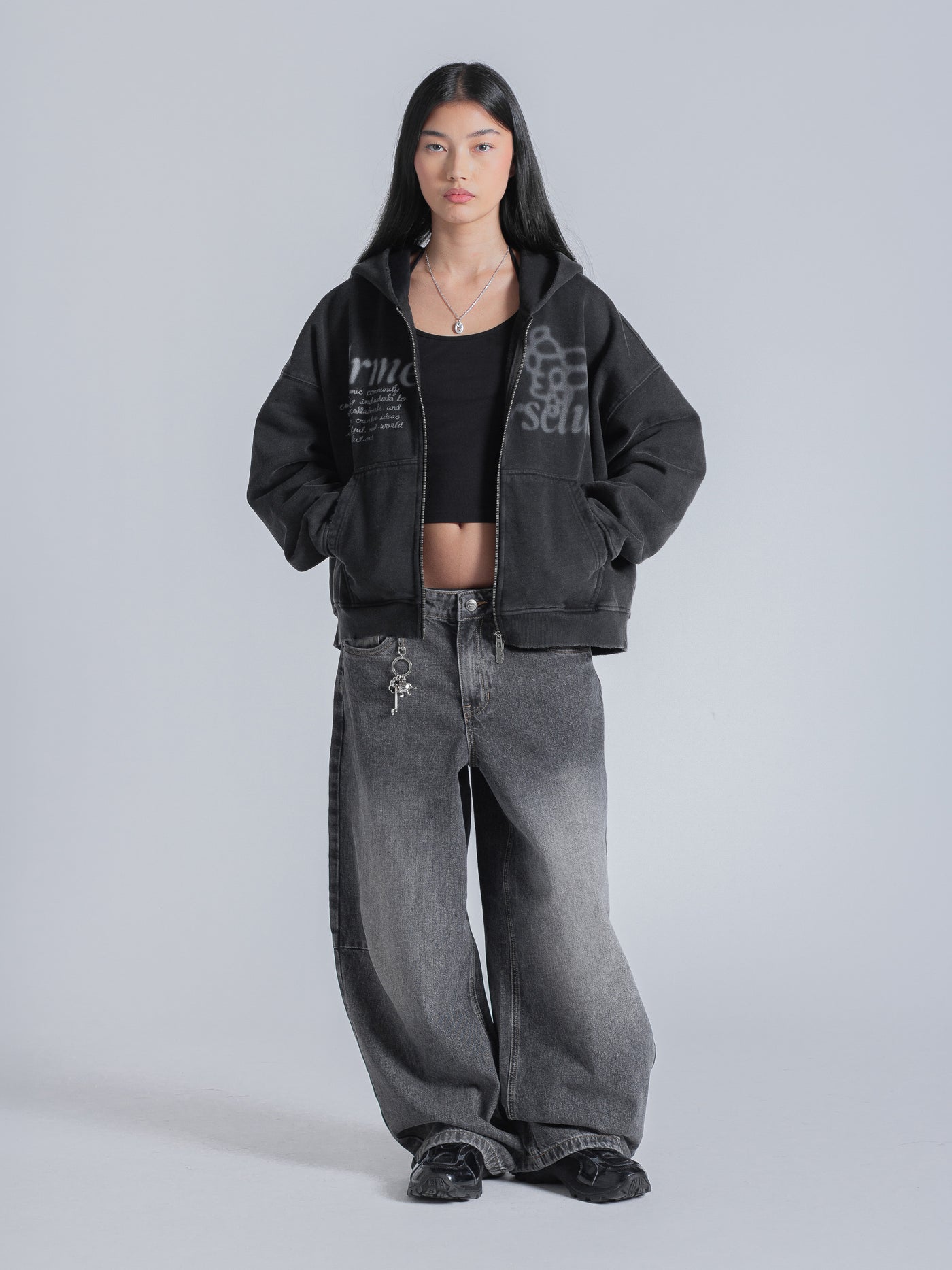 PARALLEL ZIP UP - WASHED BLACK – DRMERS CLUB