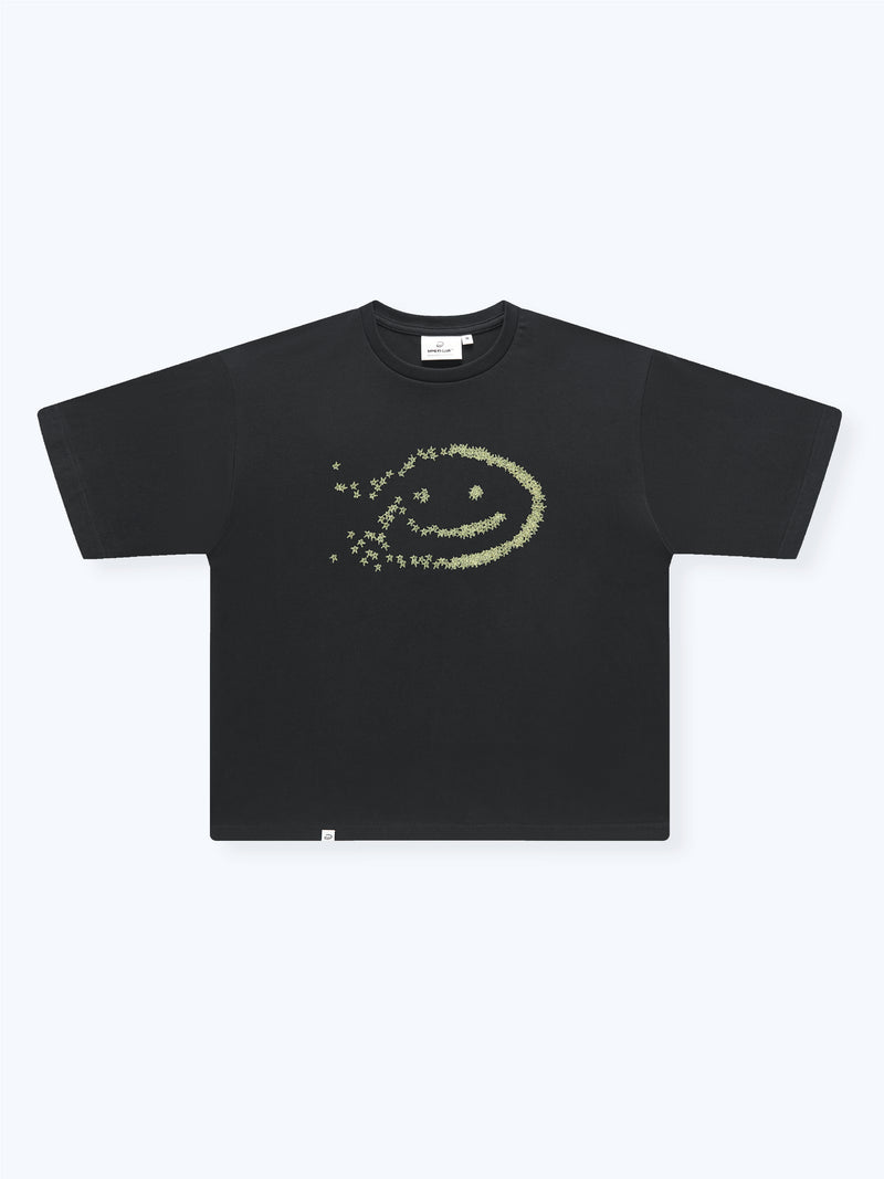 FADED STARS SMILEY TEE - BLACK