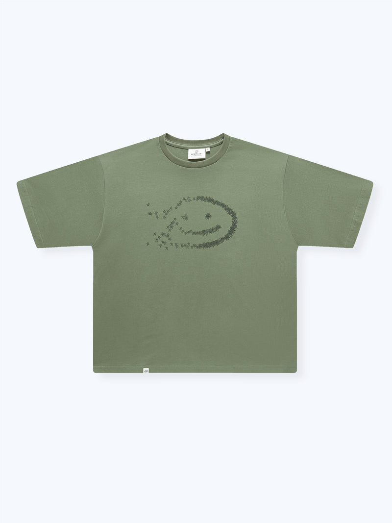 FADED STARS SMILEY TEE - GREEN