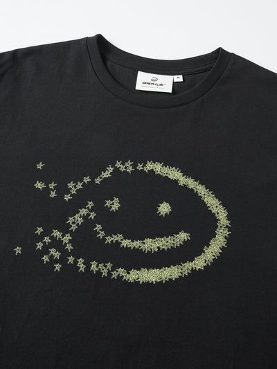 FADED STARS SMILEY TEE - BLACK