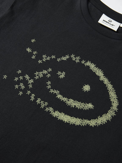 FADED STARS SMILEY TEE - BLACK