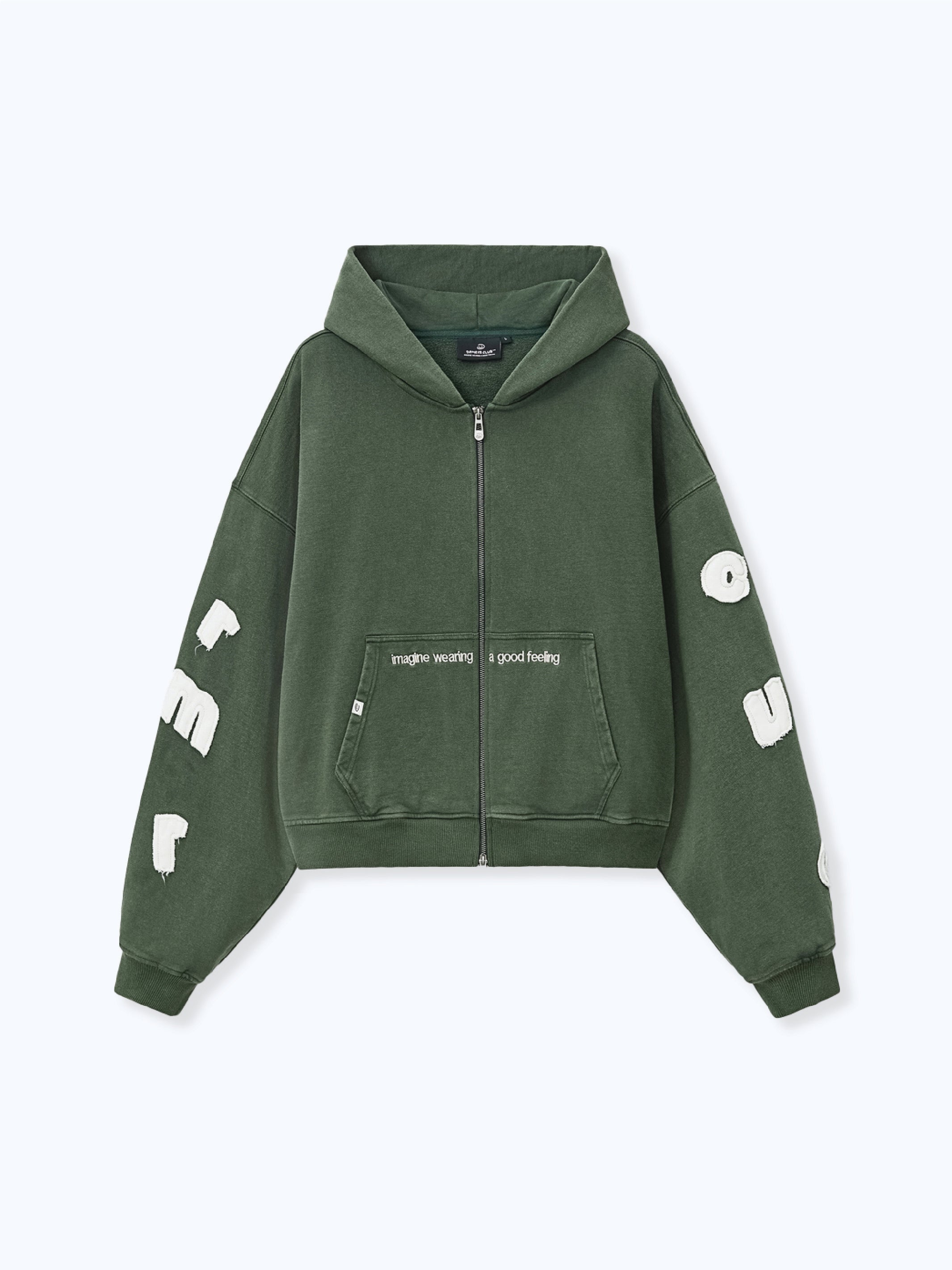 FLOATING LETTERS ZIP UP - FADED PINE – DRMERS CLUB