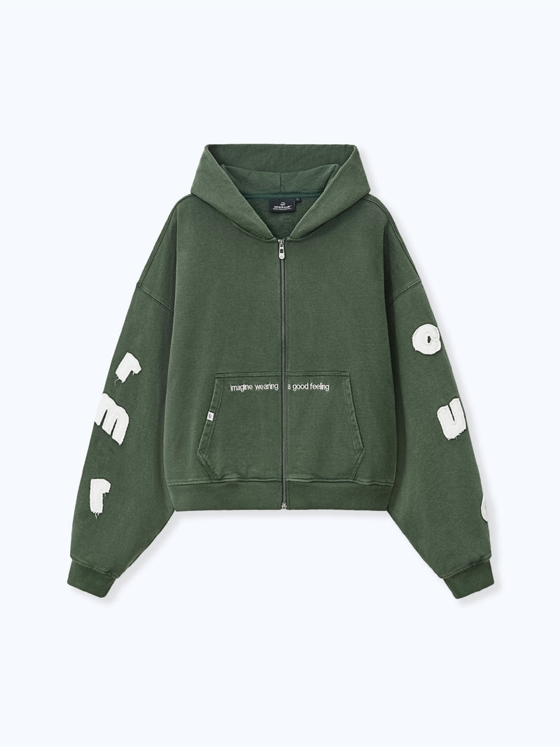 FLOATING LETTERS ZIP UP - FADED PINE