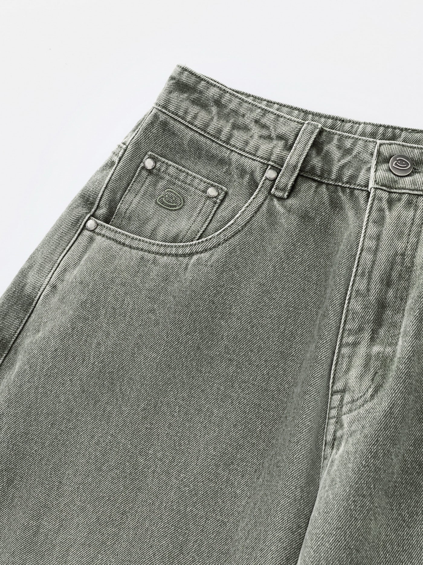 PANEL DENIM JEANS - WASHED GREEN