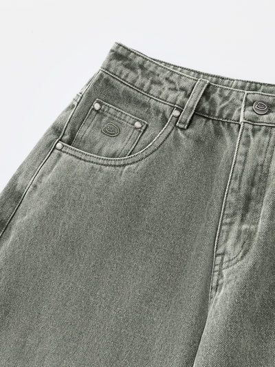 PANEL DENIM JEANS - WASHED GREEN