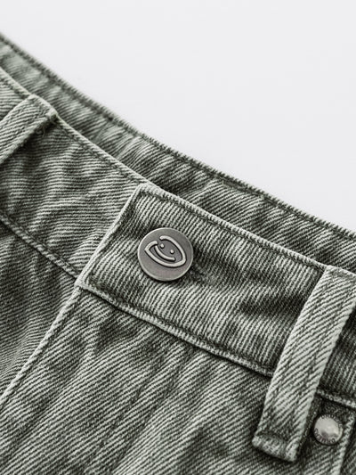 PANEL DENIM JEANS - WASHED GREEN