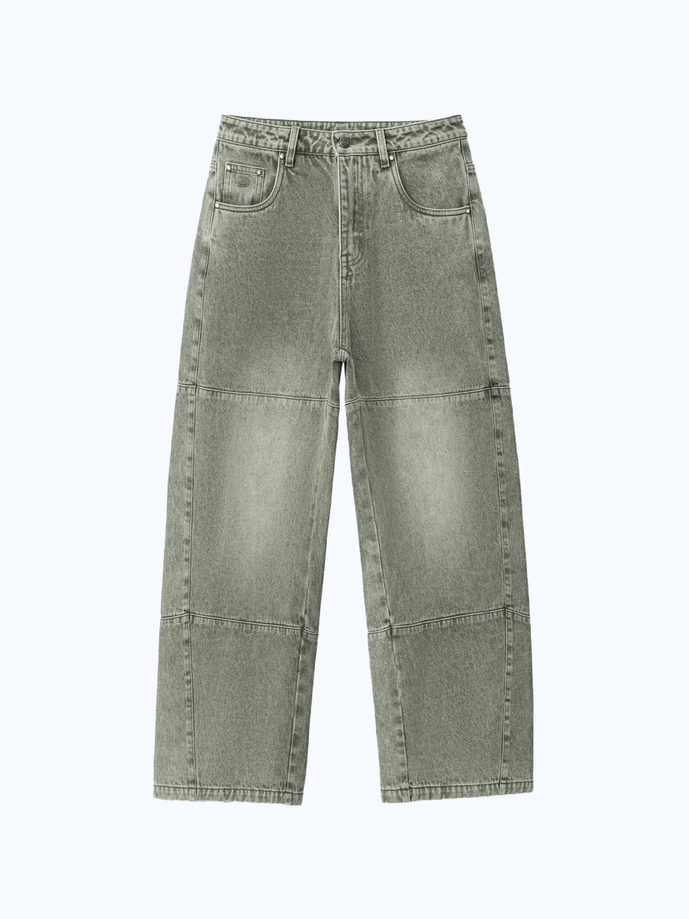 PANEL DENIM JEANS - WASHED GREEN