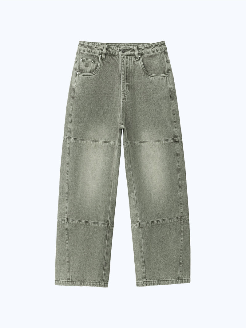 PANEL DENIM JEANS - WASHED GREEN