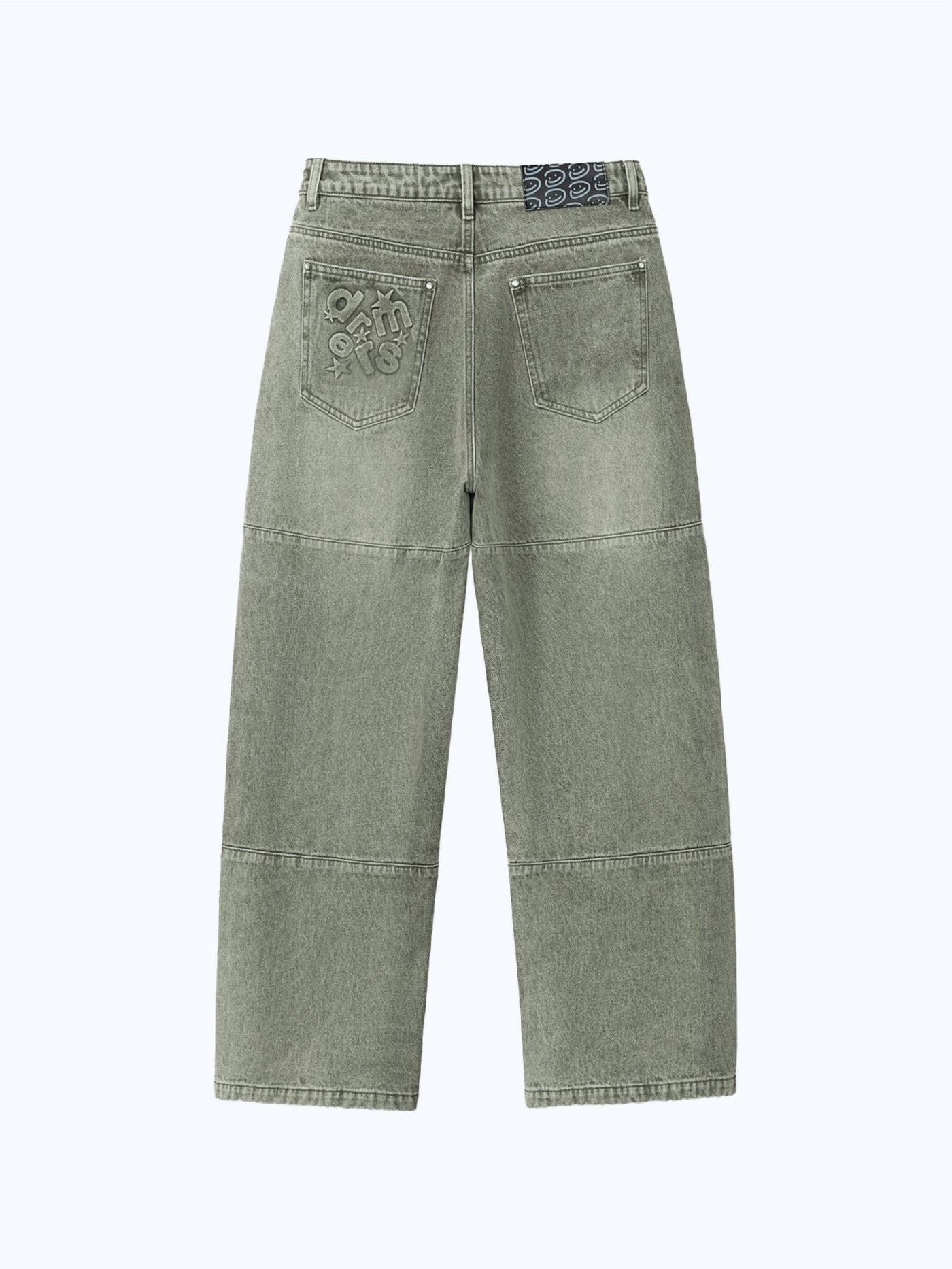 PANEL DENIM JEANS - WASHED GREEN