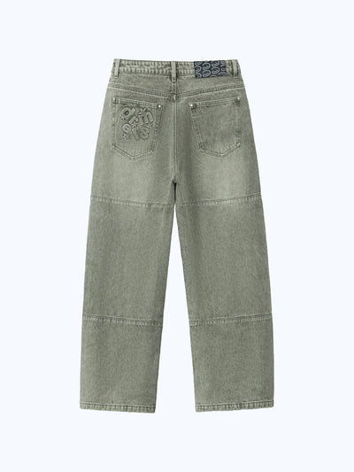 PANEL DENIM JEANS - WASHED GREEN