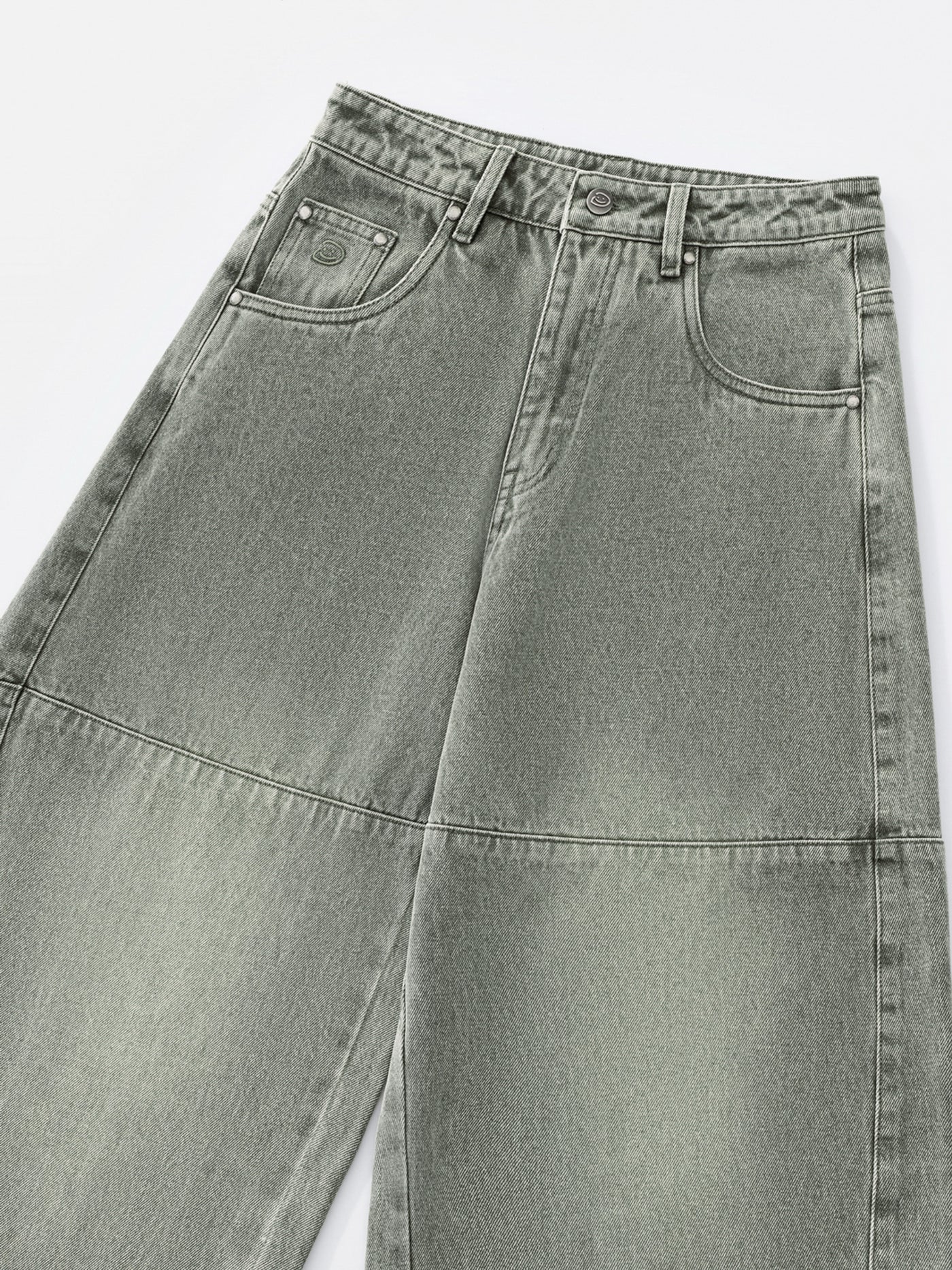PANEL DENIM JEANS - WASHED GREEN