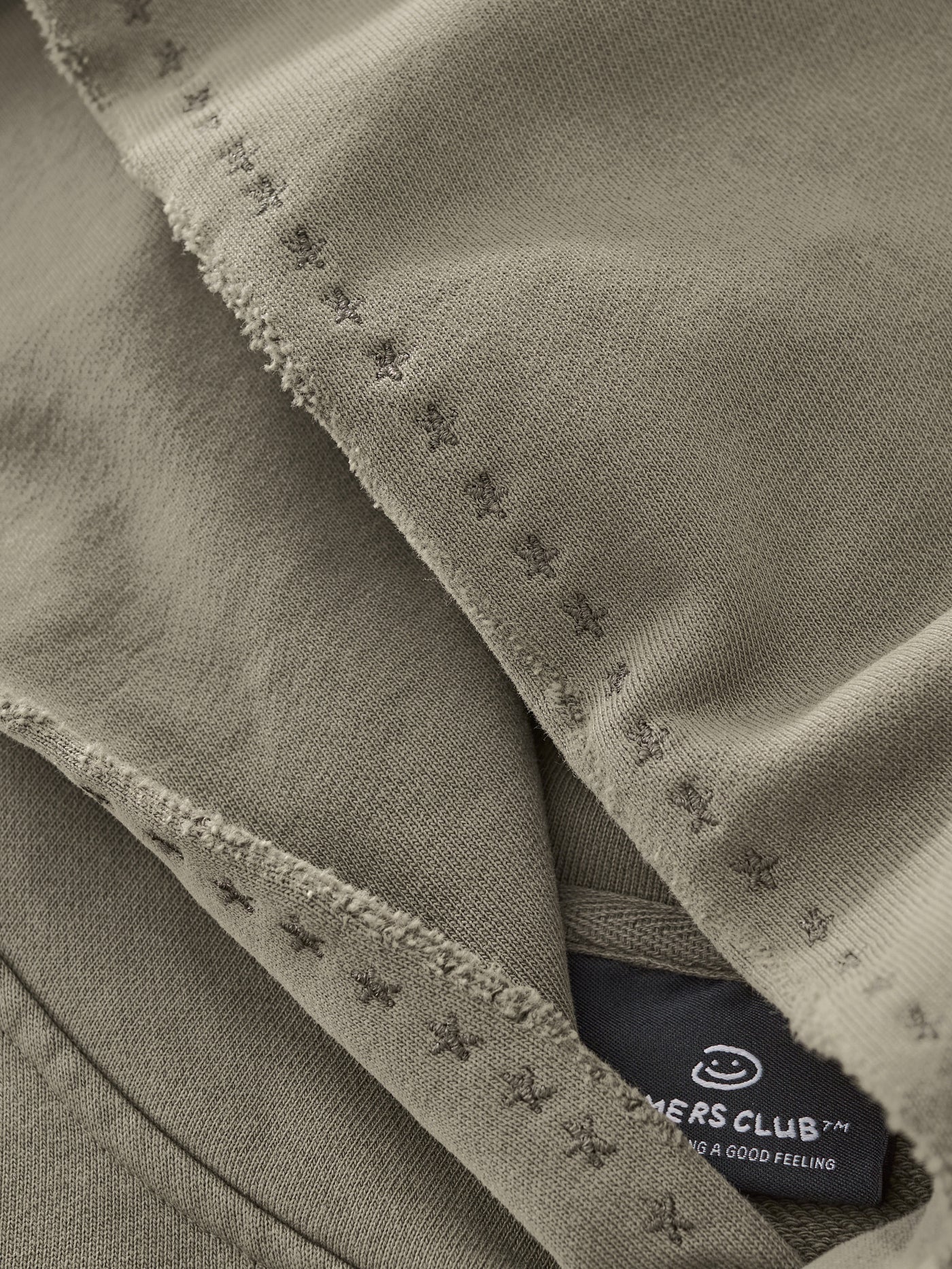 EMBROIDERED STARS HOODIE - FADED OLIVE