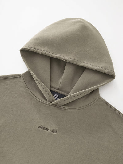 EMBROIDERED STARS HOODIE - FADED OLIVE