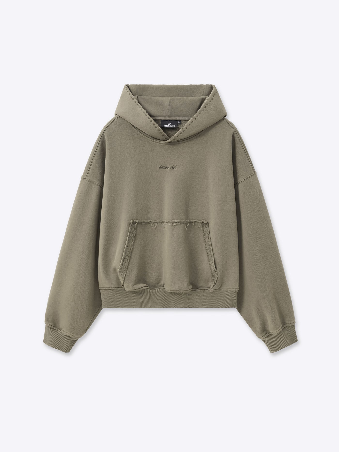 EMBROIDERED STARS HOODIE - FADED OLIVE