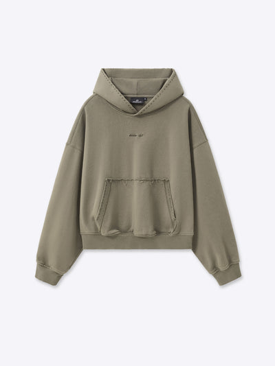 EMBROIDERED STARS HOODIE - FADED OLIVE