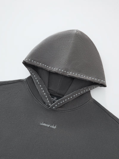 EMBROIDERED STARS HOODIE - WARM GREY