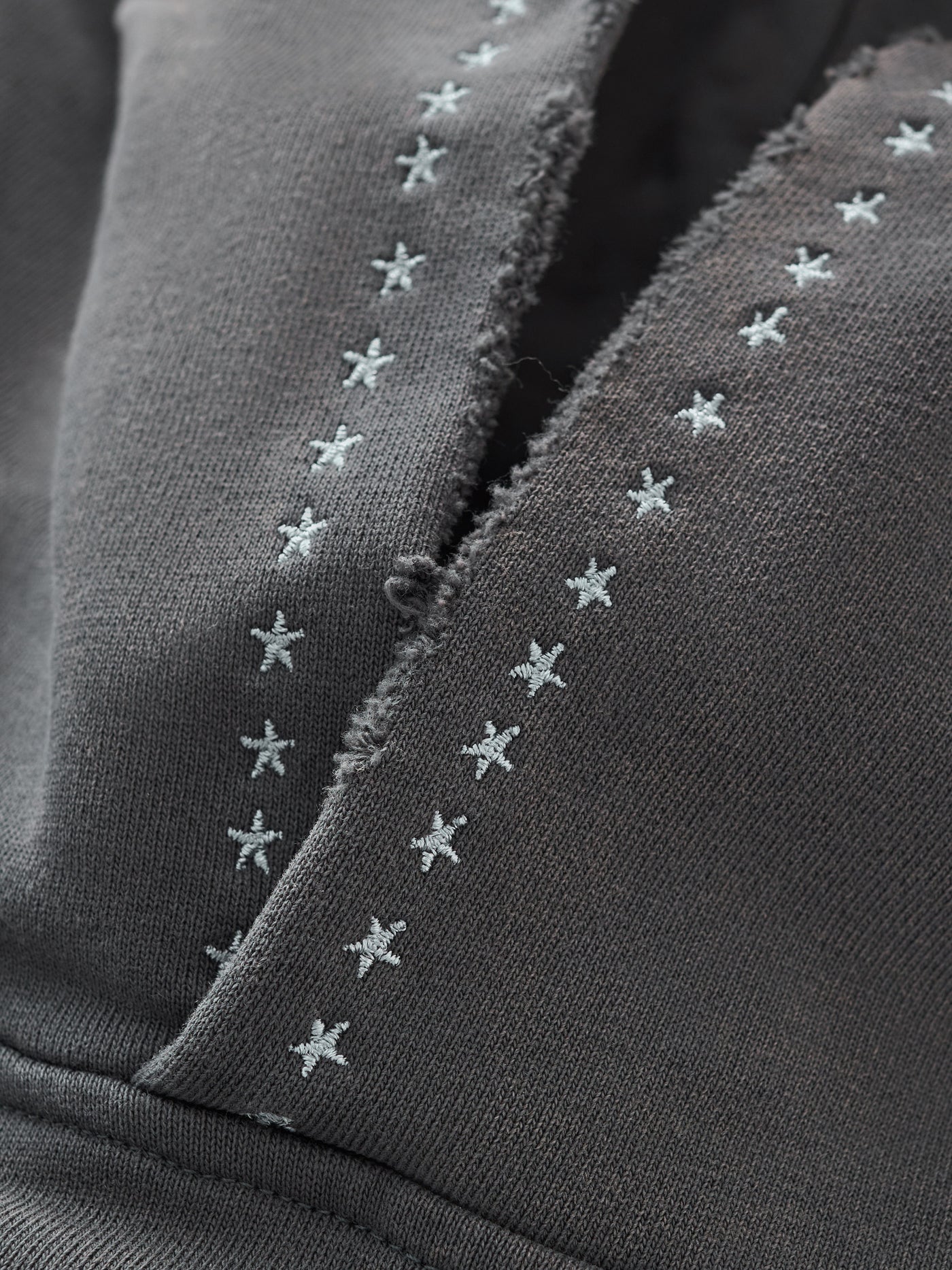 EMBROIDERED STARS HOODIE - WARM GREY