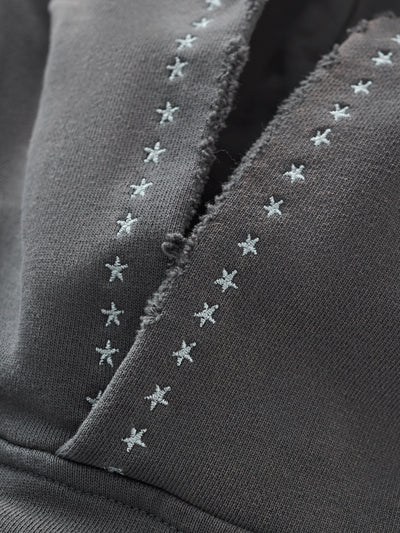 EMBROIDERED STARS HOODIE - WARM GREY