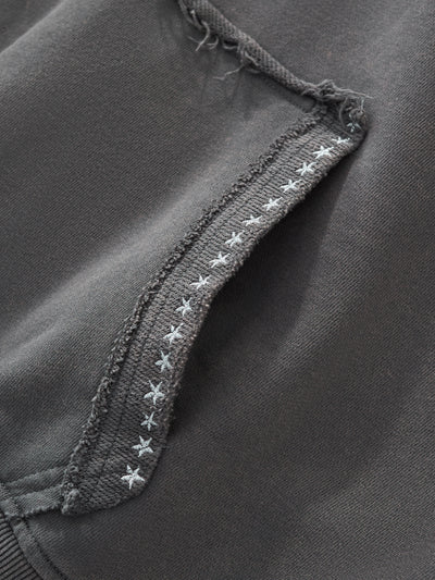 EMBROIDERED STARS HOODIE - WARM GREY