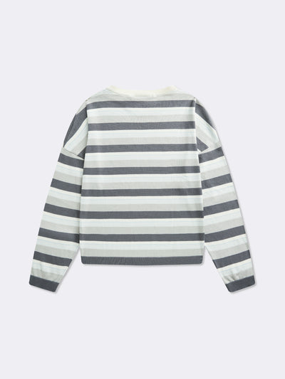 STRIPED LONG SLEEVE - LIGHT GREY
