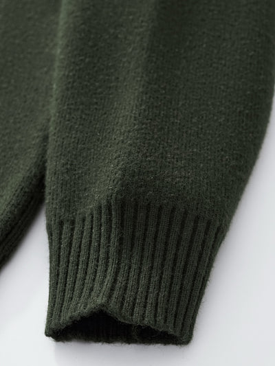 HEART KNIT SWEATER - DEEP OLIVE