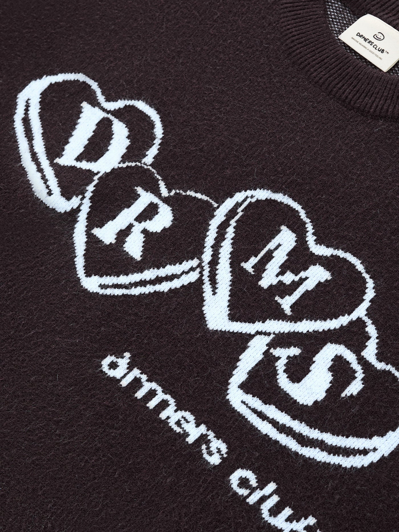 HEART KNIT SWEATER - DARK BROWN