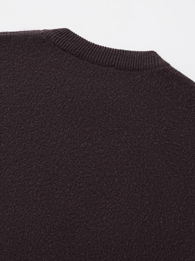 HEART KNIT SWEATER - DARK BROWN
