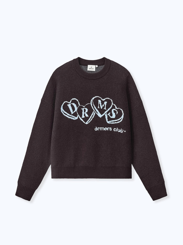 HEART KNIT SWEATER - DARK BROWN – DRMERS CLUB