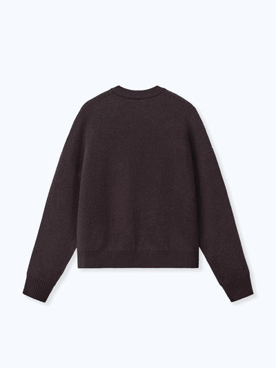 HEART KNIT SWEATER - DARK BROWN