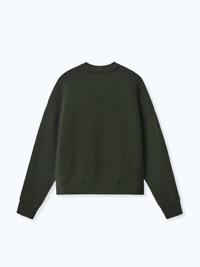 HEART KNIT SWEATER - DEEP OLIVE