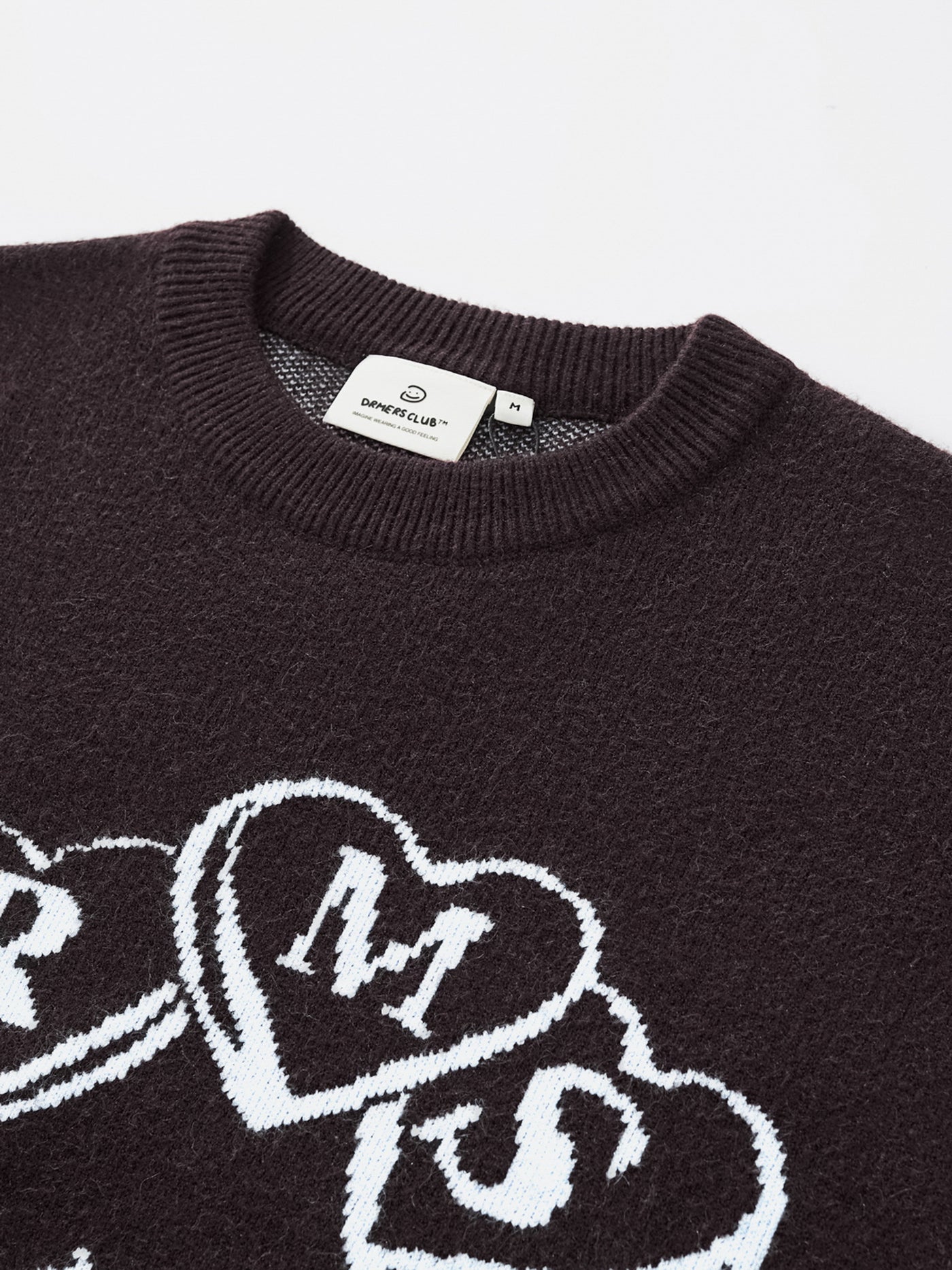 HEART KNIT SWEATER - DARK BROWN