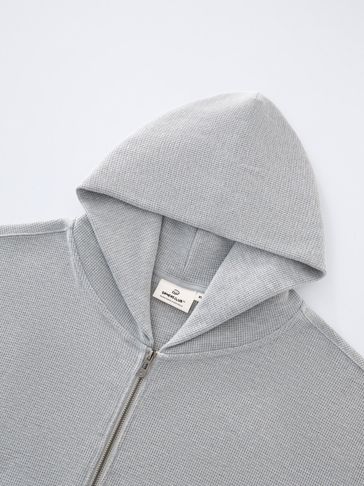 WAFFLE ZIP HOODIE - HEATHER GREY – DRMERS CLUB