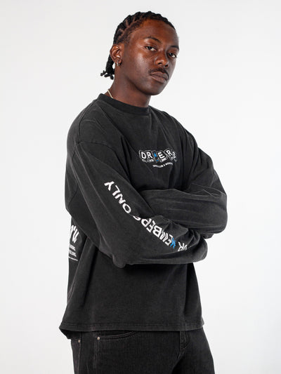 TAKE A CHANCE LONG SLEEVE TEE - BLACK