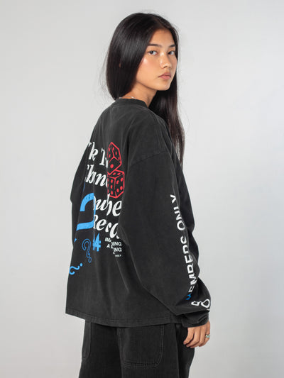 TAKE A CHANCE LONG SLEEVE TEE - BLACK