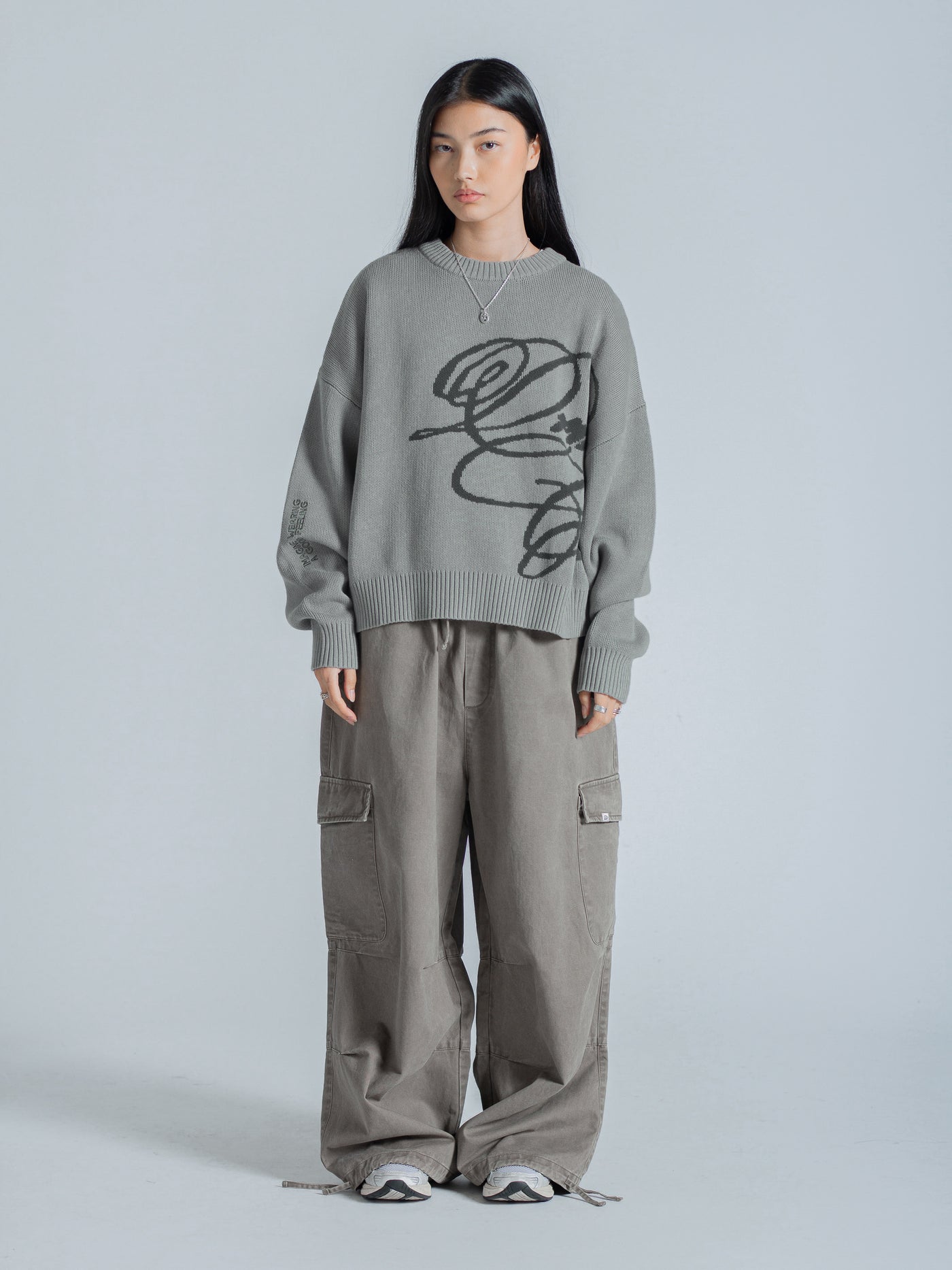 CURSIVE TEXT KNIT - MUTED SAGE – DRMERS CLUB