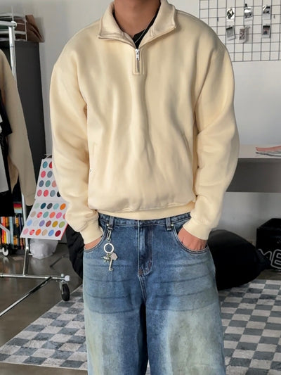 QUARTER ZIP FLEECE - CREAM