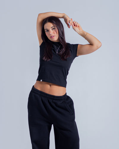 CROPPED-ISH BABY TEE - BLACK