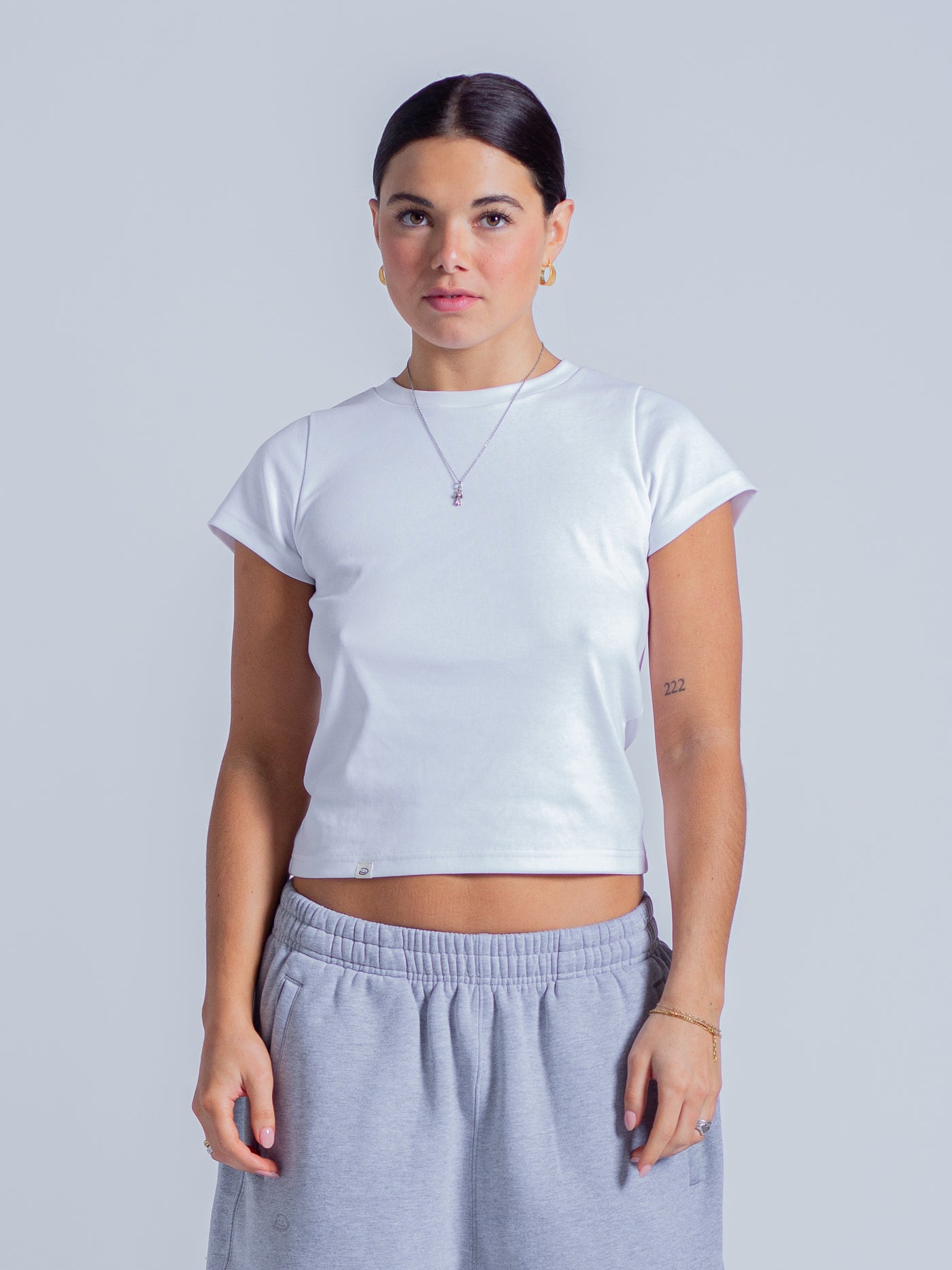CROPPED-ISH BABY TEE - WHITE