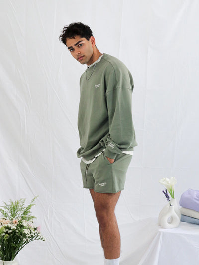 french terry sweat shorts - olive