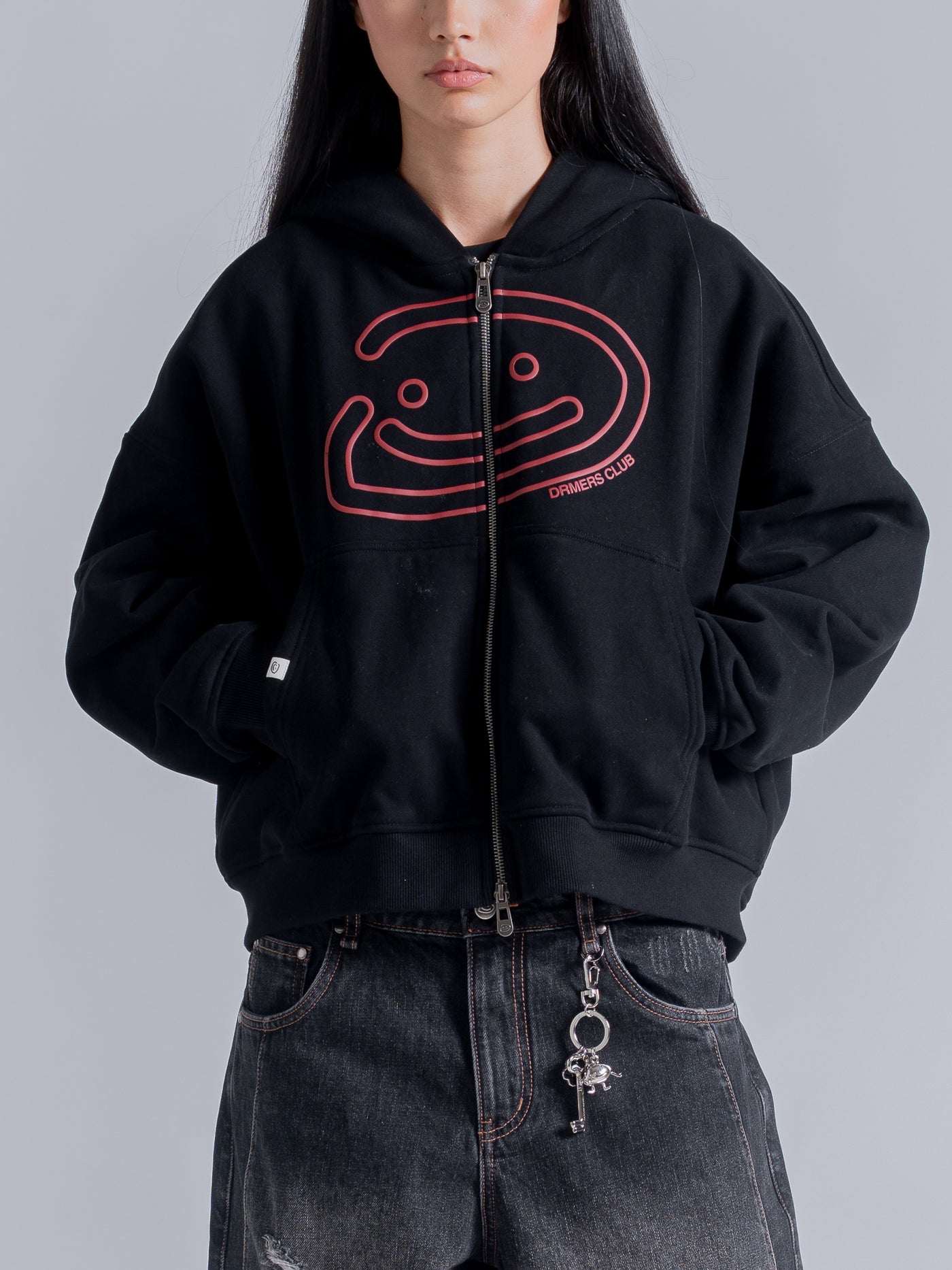 SMILEY BOXY DOUBLE ZIP - BLACK – DRMERS CLUB