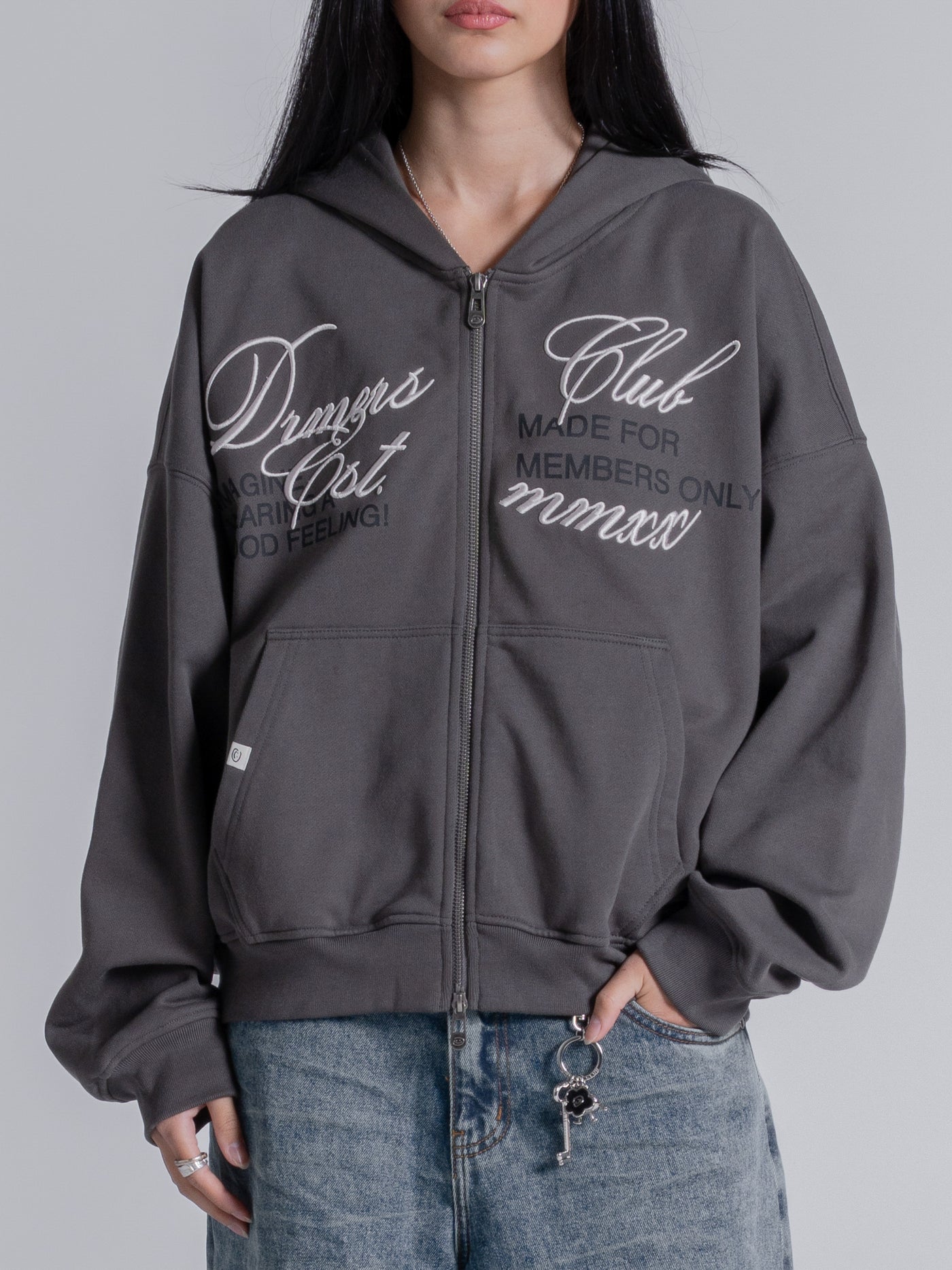 CURSIVE ZIP UP - DARK TAUPE – DRMERS CLUB